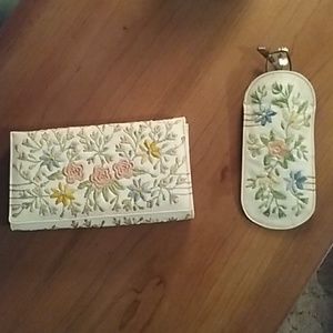 Pleather Clutch with Floral Embroidery